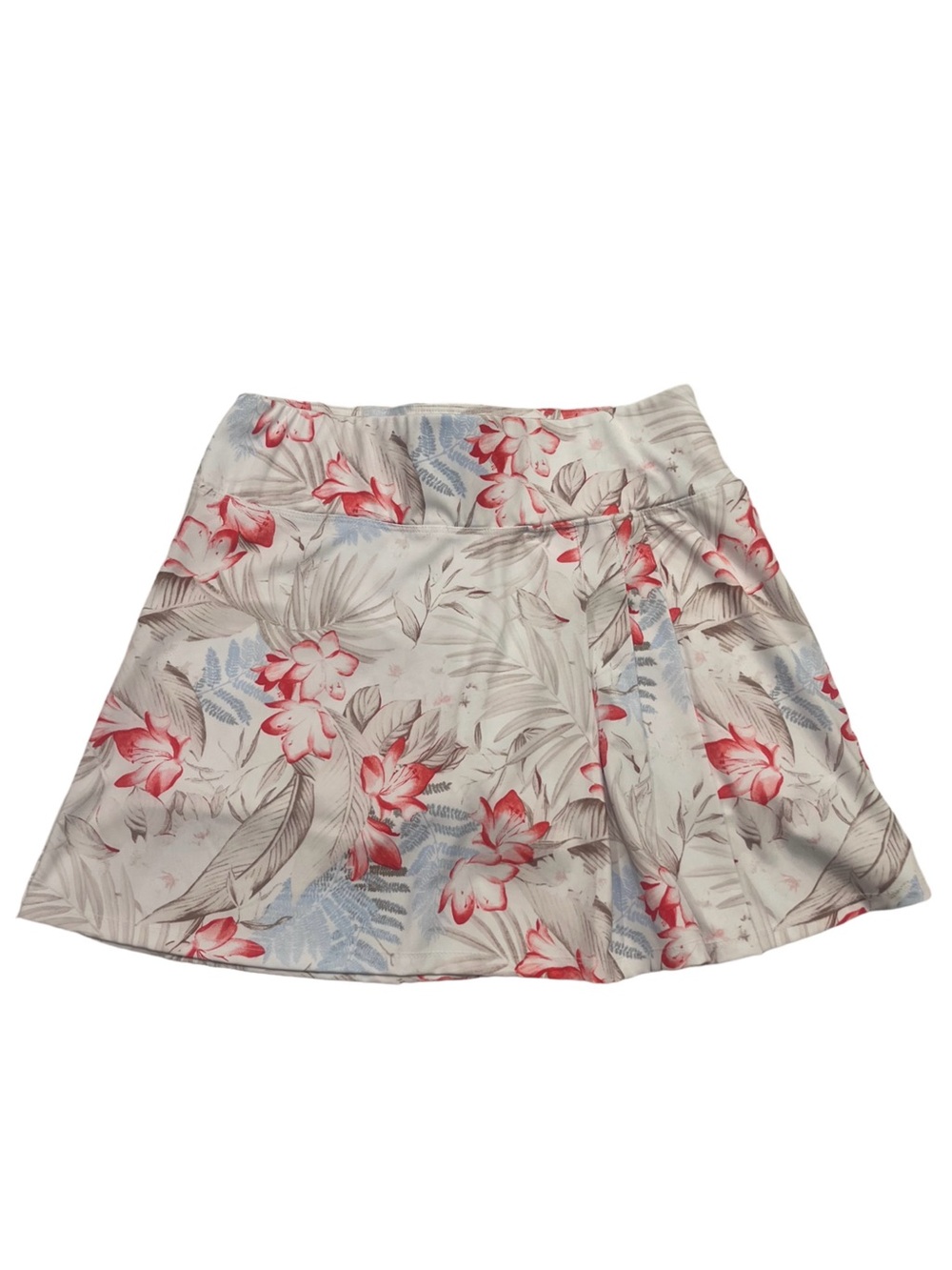 Floral A-Line Mini Skort in White and Pink